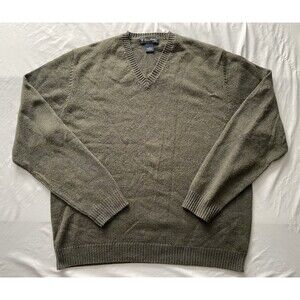 Vintage Brooks Brothers Lambswool Sweater Mens XL Extra Fine Italian Green Vneck